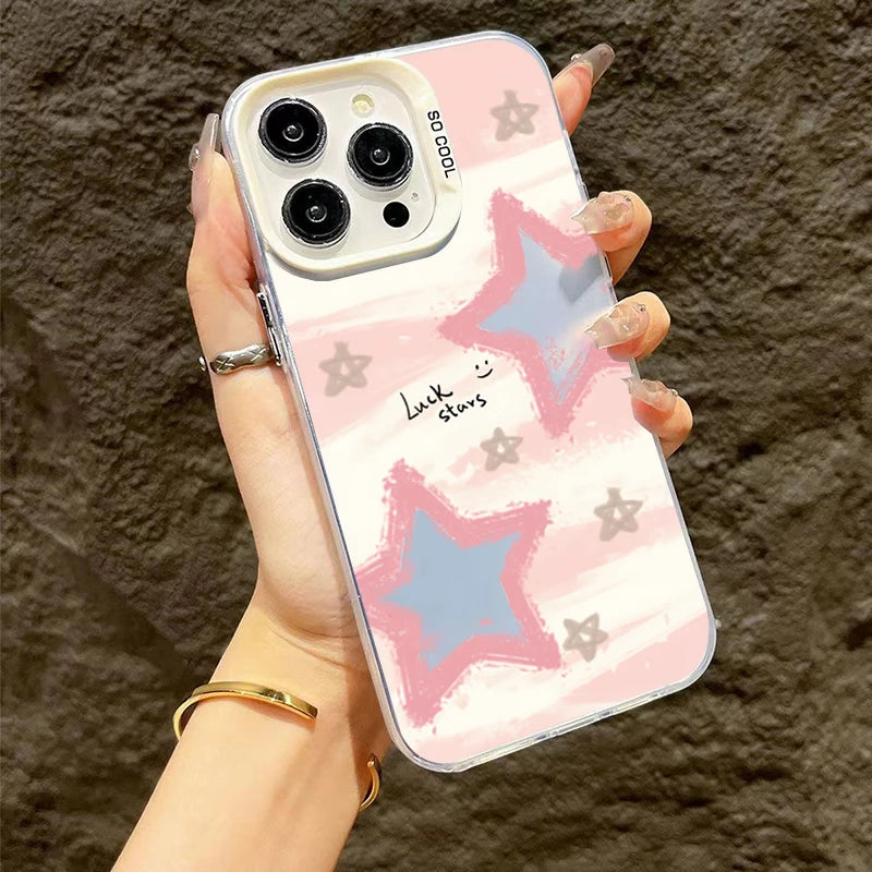 Smudged Star Matte Laser Graphic Case For iPhone