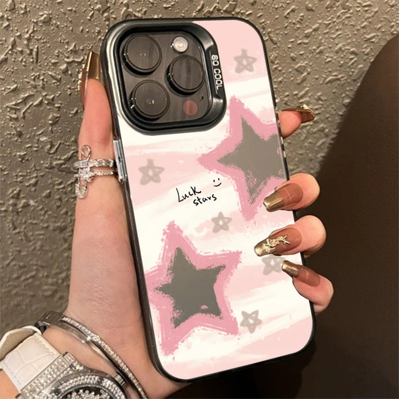 Smudged Star Matte Laser Graphic Case For iPhone