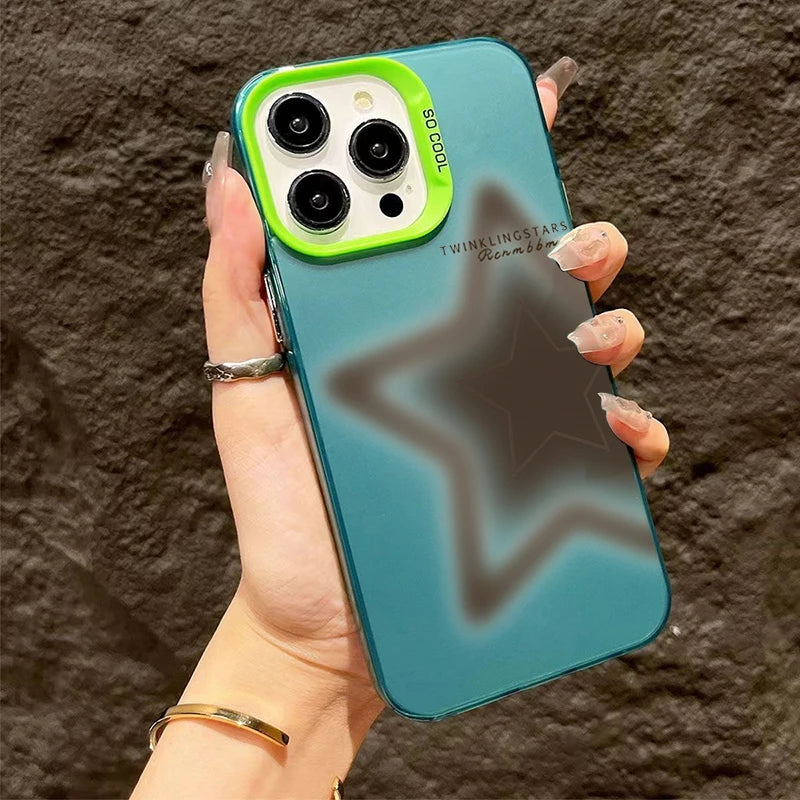 Smudged Star Matte Laser Graphic Case For iPhone