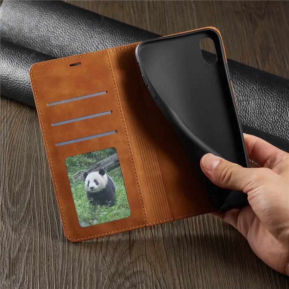 Thin Suede Leather Wallet Case for iPhone