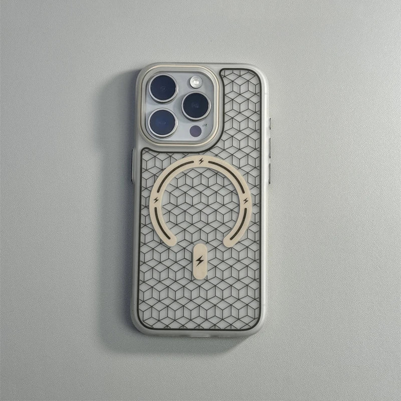 Translucent Geometric Lattices Magnetic Case For iPhone