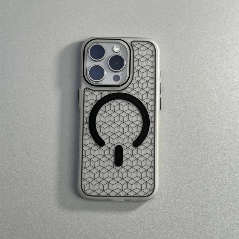 Translucent Geometric Lattices Magnetic Case For iPhone