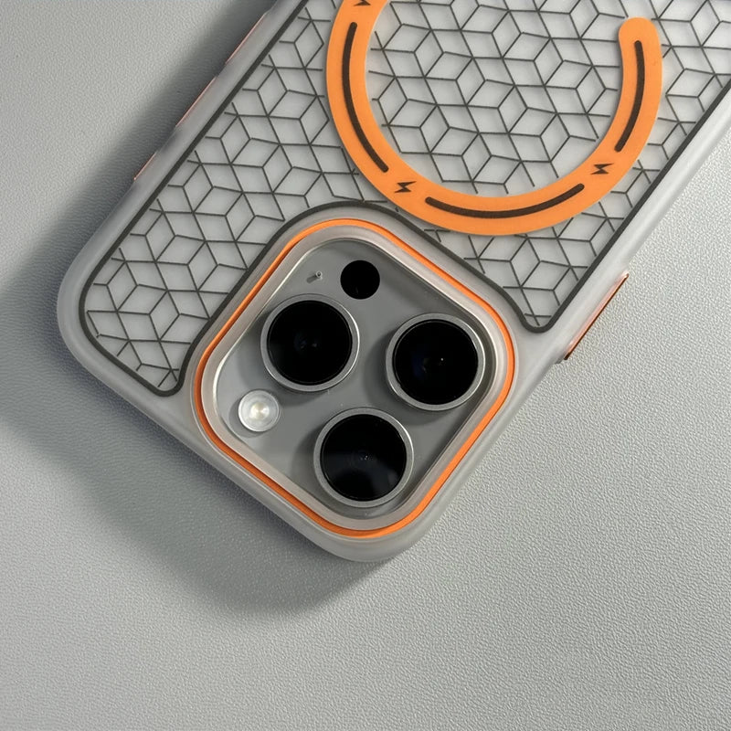 Translucent Geometric Lattices Magnetic Case For iPhone