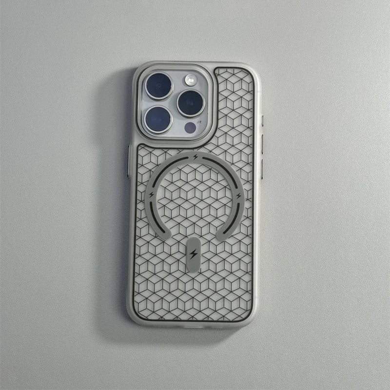 Translucent Geometric Lattices Magnetic Case For iPhone