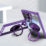 Transparent Silicone Frame Magnetic Rotating Ring Bracket Case for Samsung