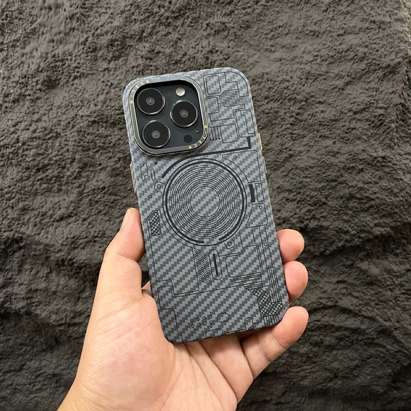 Carbon Fibre Trendy High-tech Elements Magnetic Case for iPhone