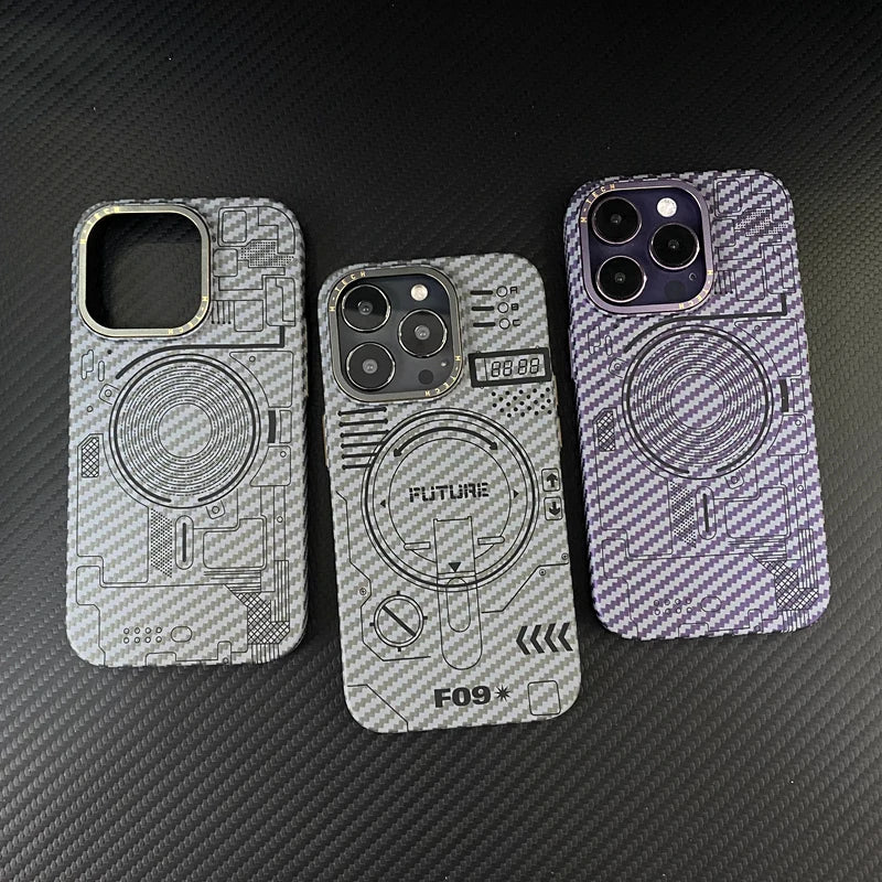 Carbon Fibre Trendy High-tech Elements Magnetic Case for iPhone