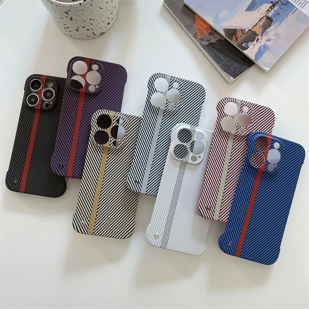 Ultra-Thin Carbon Fiber Texture Borderless Case For iPhone