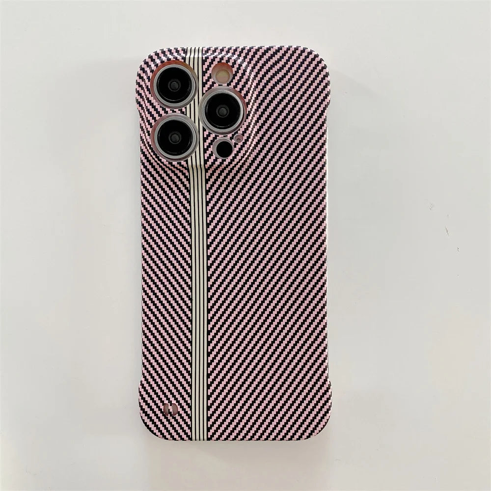 Ultra-Thin Carbon Fiber Texture Borderless Case For iPhone