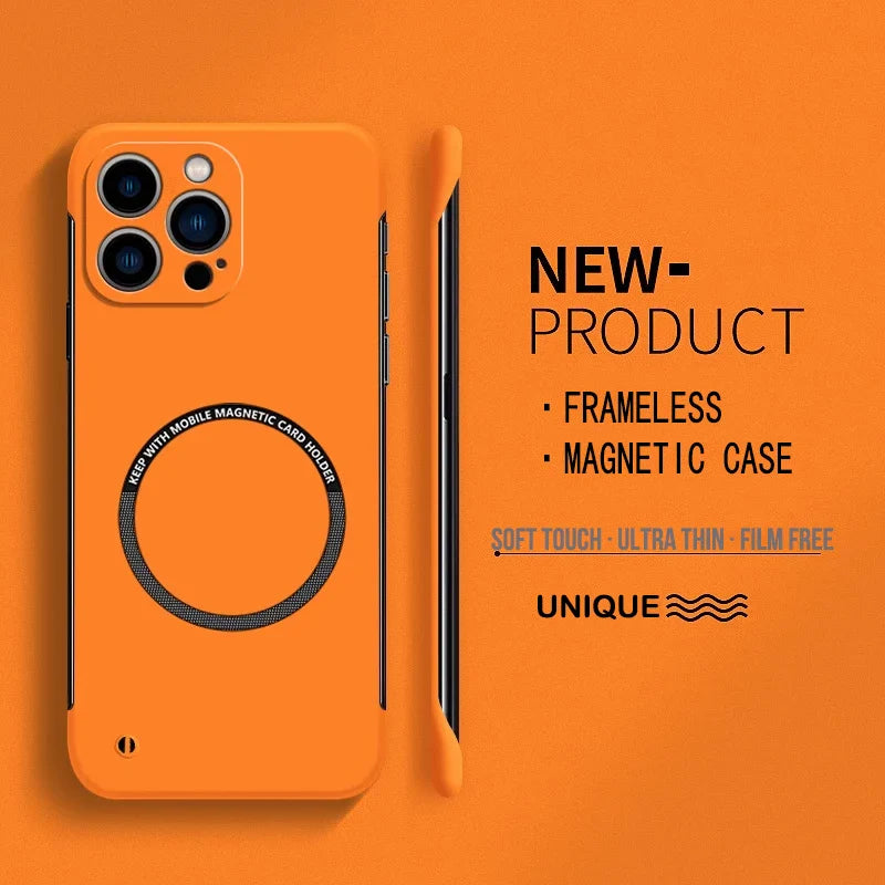 thin cell phone case Ultra Thin Hard PC Magnetic Frameless Phone Case For iPhone – poomelo