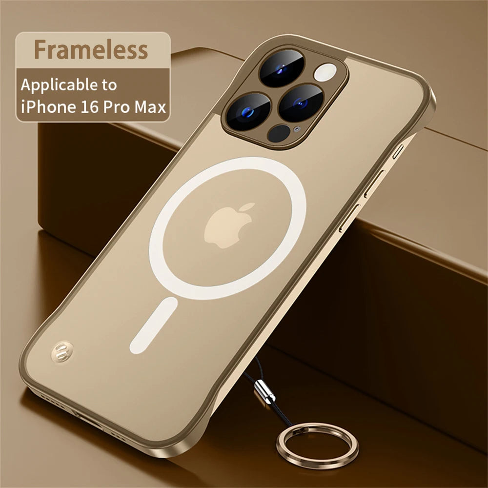 Magnetic Frameless Thin Case For IPhone 16 15 14 13 12 11 Pro Max Plus – MagSafe Compatible