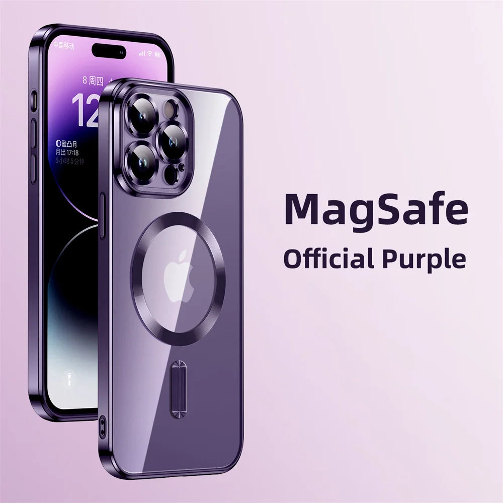 Ultra-thin Plating Clear Magnetic Case For iPhone