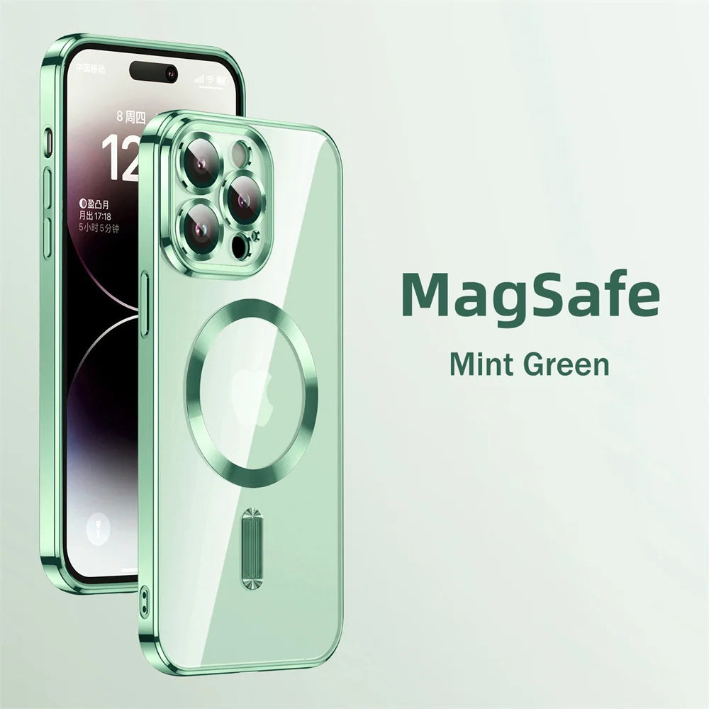 Ultra-thin Plating Clear Magnetic Case For iPhone