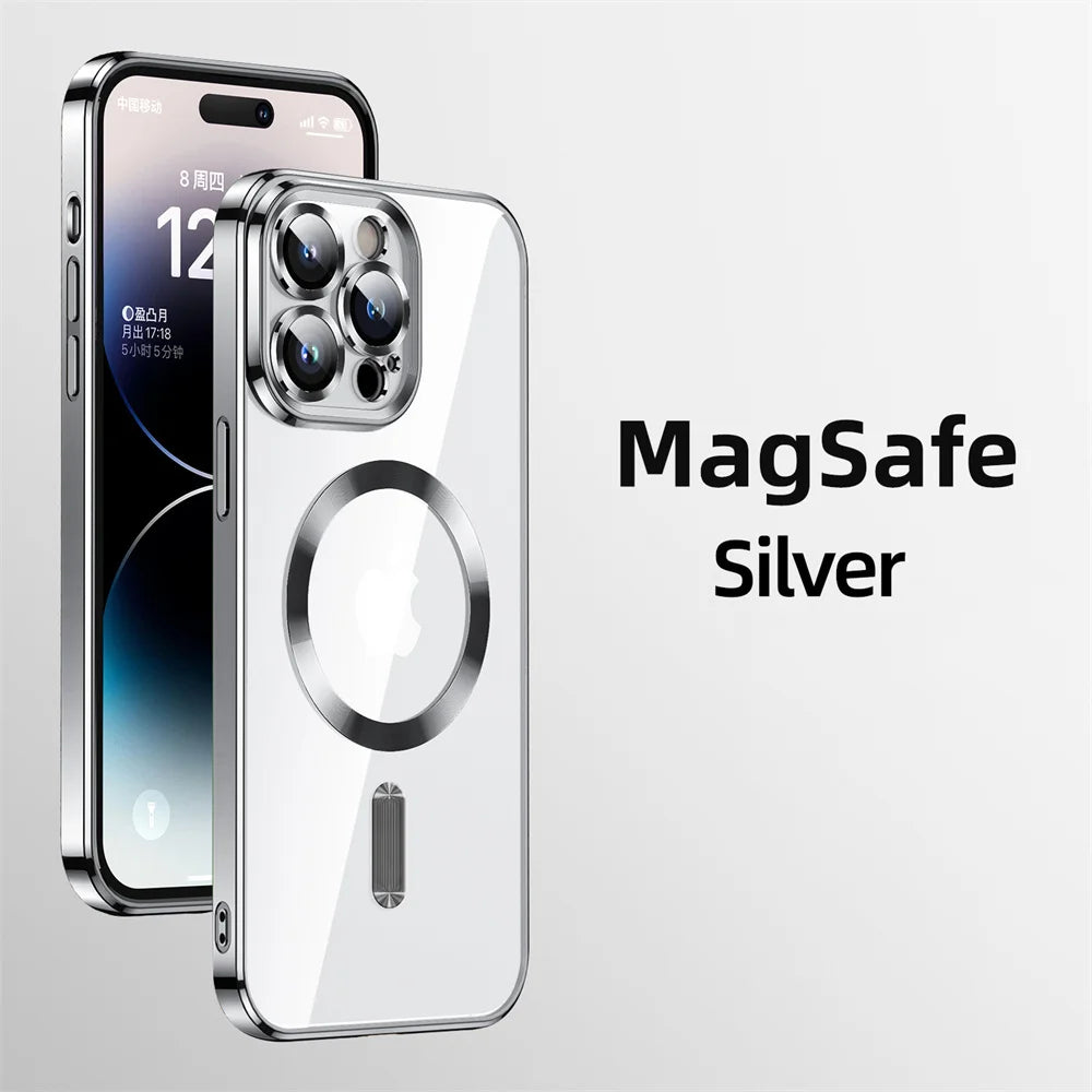 Ultra-thin Plating Clear Magnetic Case For iPhone