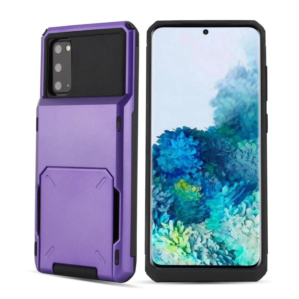 Shockproof Armor Card Slot Flip Hidden Pocket Case for Samsung