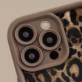 Winter Leopard Print Short Nylon Lanyard Case For iPhone