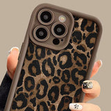 Winter Leopard Print Short Nylon Lanyard Case For iPhone