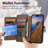 Zipper Cards Solt Wallet Leather 2 in 1 Magenetic Case For iPhone