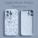 Magnetic Liquid Silicone Cat Drop-Proof Case For iPhone