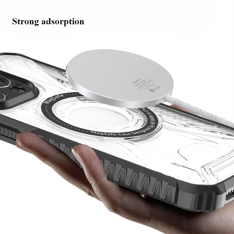 Airbag Thickened Silicone Anti-fall Transparent Magnetic Case For iPhone