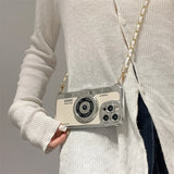 Retro Camera With Lanyard Leather Case For iPhone