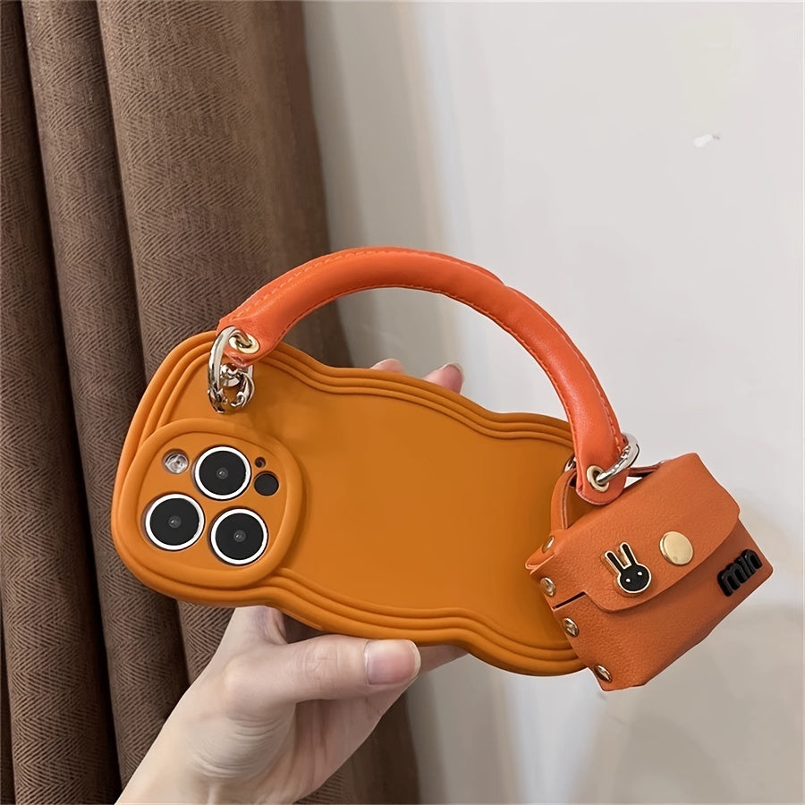 Portable Orange Case With Rabbit Earphone Bag For iPhone