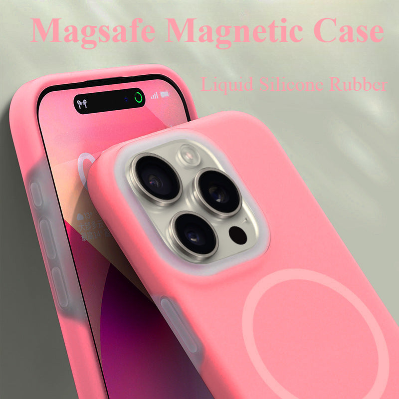 Solid Color Jelly Magnetic Liquid Silicone Phone Case For iPhone – poomelo