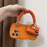 Portable Orange Case With Rabbit Earphone Bag For iPhone