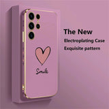 Love Heart Plating Silicone Case For Samsung