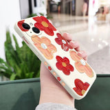 Red Oil Flower Silicone Case For iPhone