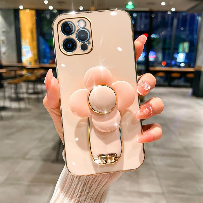 Flower Invisible Rotating Bracket Case For iPhone