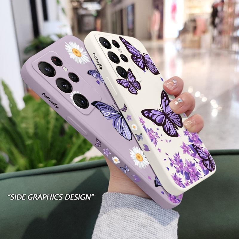 Purple Butterflies Soft Case For Samsung