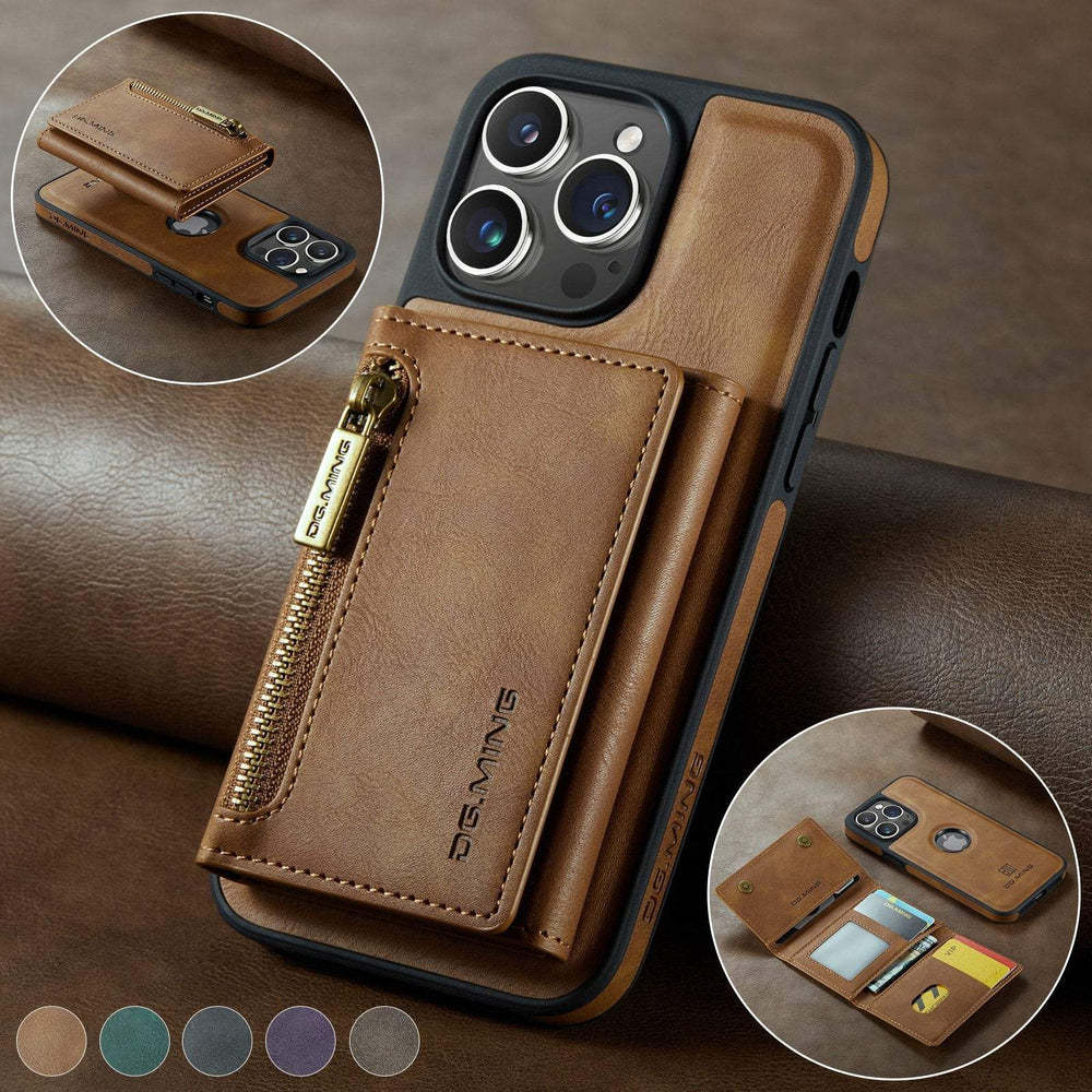 2 In 1 Detachable Magnetic Leather Wallet Case For iPhone