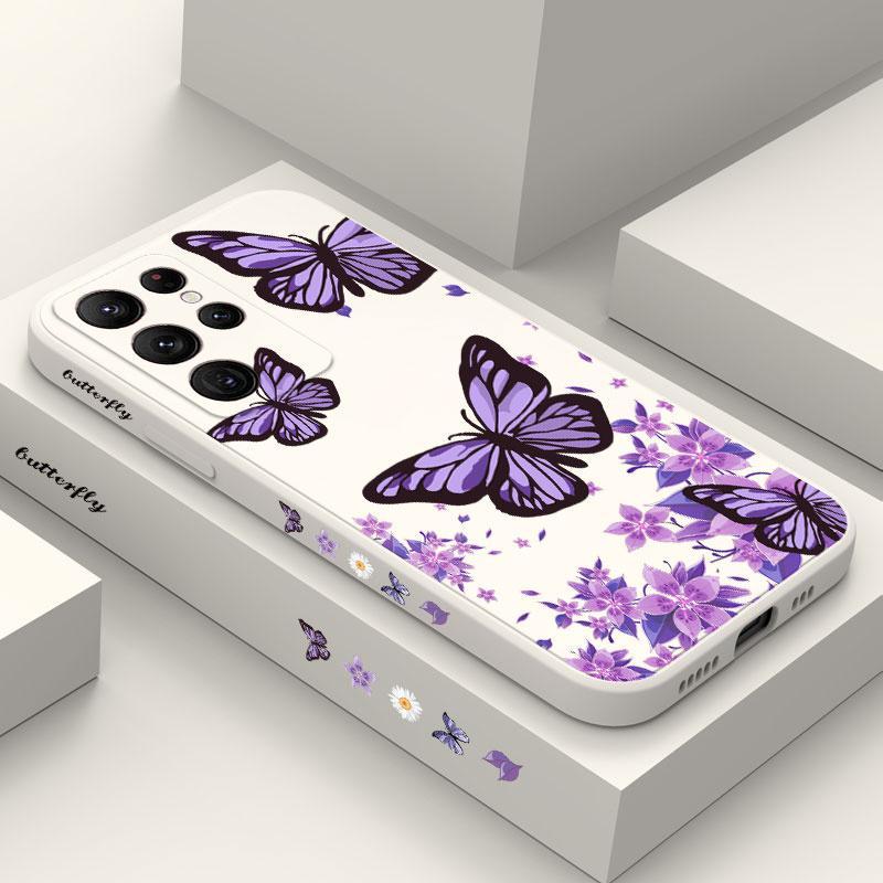 Purple Butterflies Soft Case For Samsung