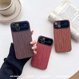 Wood Lens Protector Shockproof Case For iPhone