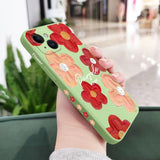 Red Oil Flower Silicone Case For iPhone