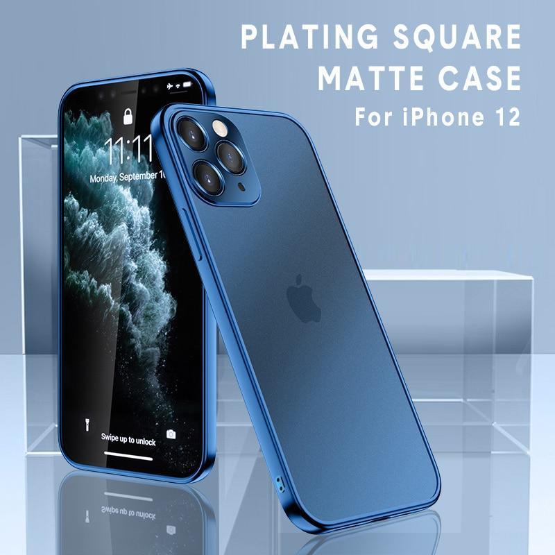 Luxury Square Frame Plating Clear Case For iPhone