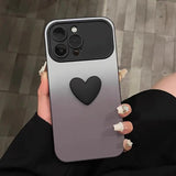 Cute Cartoon 3D Love Heart  Large Window Case For iPhone