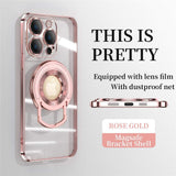 Plating Transparent Magnetic Ring Case For iPhone