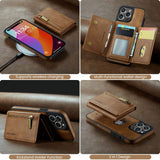 2 In 1 Detachable Magnetic Leather Wallet Case For iPhone