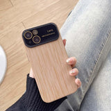 Wood Lens Protector Shockproof Case For iPhone