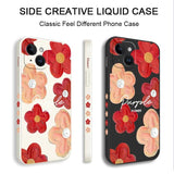 Red Oil Flower Silicone Case For iPhone