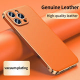 Genuine Cowhide Plating Leather Case for iPhone