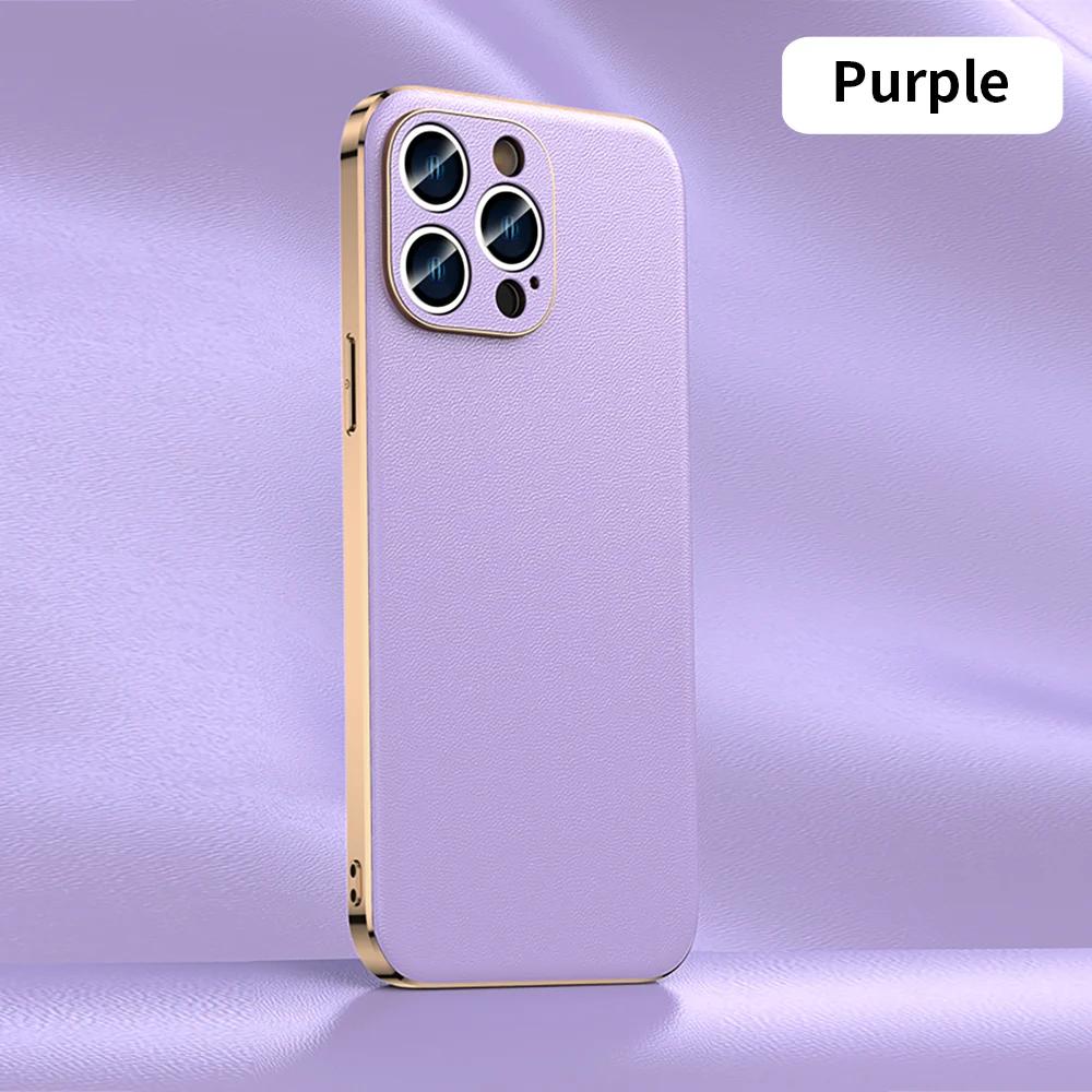 Genuine Cowhide Plating Leather Case for iPhone