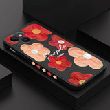 Red Oil Flower Silicone Case For iPhone