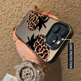 Leopard Print Strawberry Matte Laser Case For iPhone