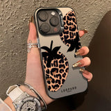 Leopard Print Strawberry Matte Laser Case For iPhone