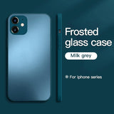 Original Square Frosted Tempered Glass Case For iPhone