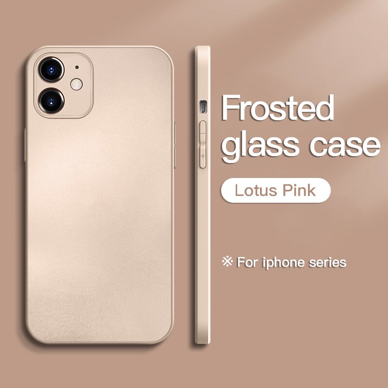 Original Square Frosted Tempered Glass Case For iPhone