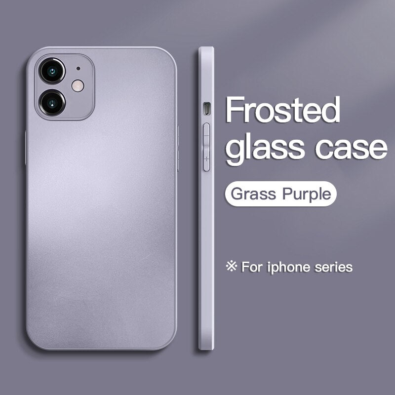 Original Square Frosted Tempered Glass Case For iPhone